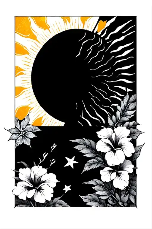 philippines flag sun symbol with hibiscus & flowers kinda vibe and also with  tattoo design idea