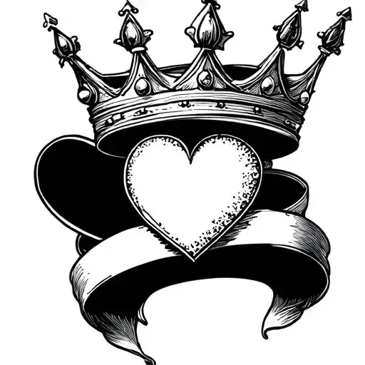 K with a crown and a heart  tattoo design idea