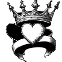 K with a crown and a heart  tattoo design idea