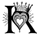 K with a crown and a heart  tattoo design idea