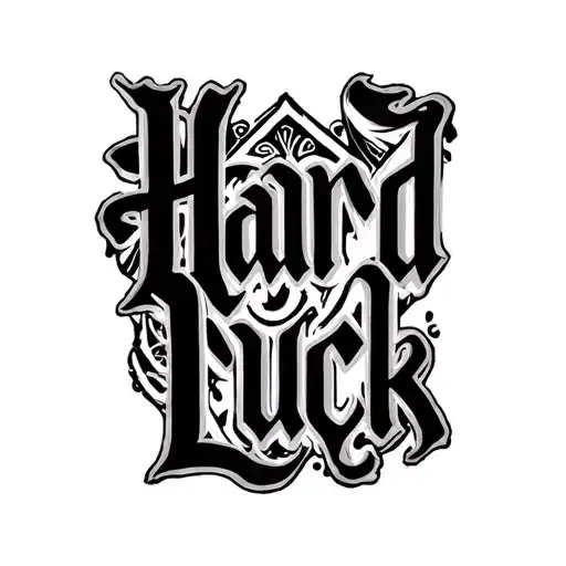 "Hard Luck" american trad text tattoo design idea