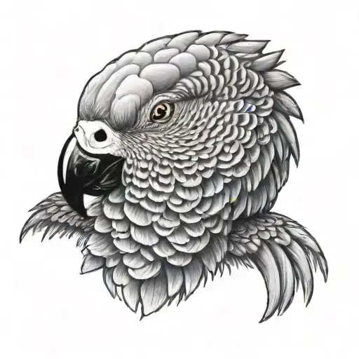 african grey portrait tattoo design idea