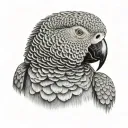african grey portrait tattoo design idea