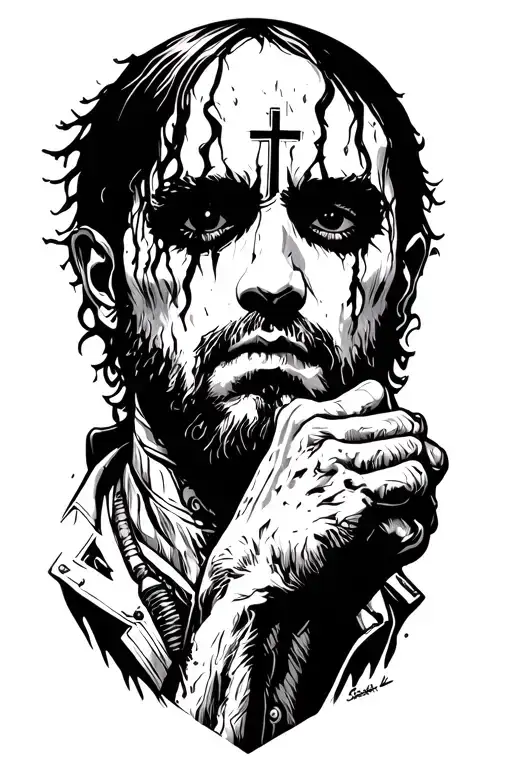 far cry 3 with a cross at the wrist and a theme of salvation tattoo design idea