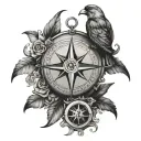infinity anchor compass rose intertwined bird feather candle tattoo design idea