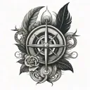 infinity anchor compass rose intertwined bird feather candle tattoo design idea