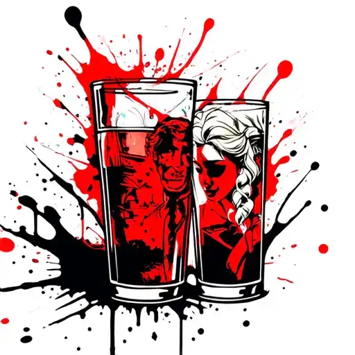 lucky luke and elsa drink tattoo design idea