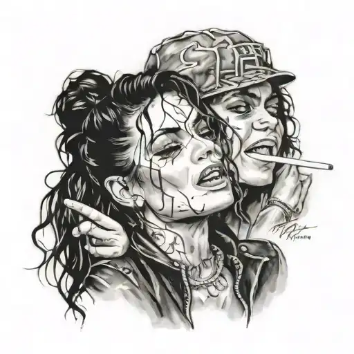 I want  a ga tat oo that incorporating  Matt rife Dua lipa and Michael  Jackson  it has to be  there famous  catchphrase tattoo design idea