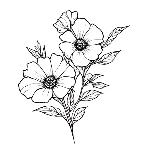 Cosmo and Sweet Pea Flower bouquet tattoo design idea
