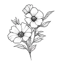 Cosmo and Sweet Pea Flower bouquet tattoo design idea