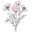 Cosmo and Sweet Pea Flower bouquet tattoo design idea