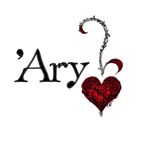 "Arya" love heart tattoo design idea