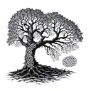 A family tree intertwined with intricate Celtic knots symbolizing eternal family bonds tattoo design idea