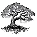 A family tree intertwined with intricate Celtic knots symbolizing eternal family bonds tattoo design idea