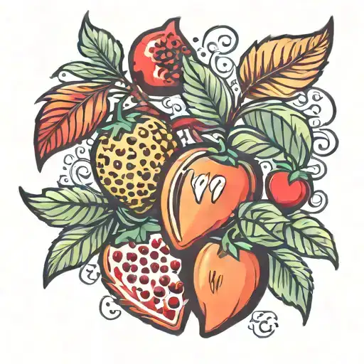 plant with hearts as large fruits half in flames half frozen tattoo design idea