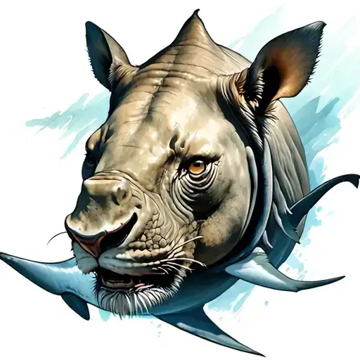 Mythological Creature Melange De Lion Rhinoceros Bauits-Souris et Shark tattoo design idea