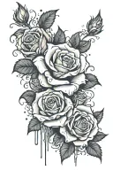 roses wrapped tightly blood dripping tattoo design idea