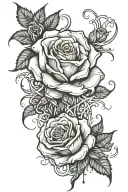 roses wrapped tightly blood dripping tattoo design idea