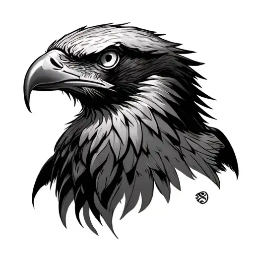 Eagle with evil face tattoo design idea