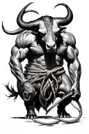 Minotaur in Shibari tied tattoo design idea