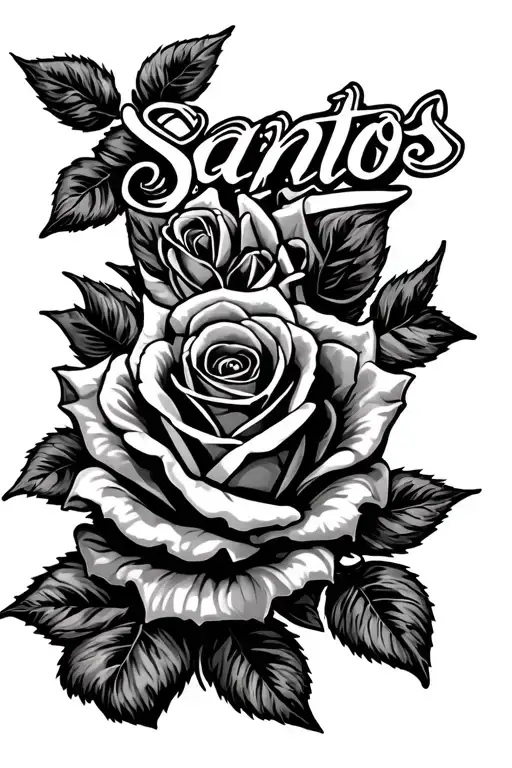 "santos" roses intertwined tattoo design idea
