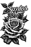 "santos" roses intertwined tattoo design idea