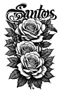 "santos" roses intertwined tattoo design idea