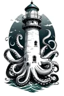 lighthouse and octopus wrapped tattoo design idea
