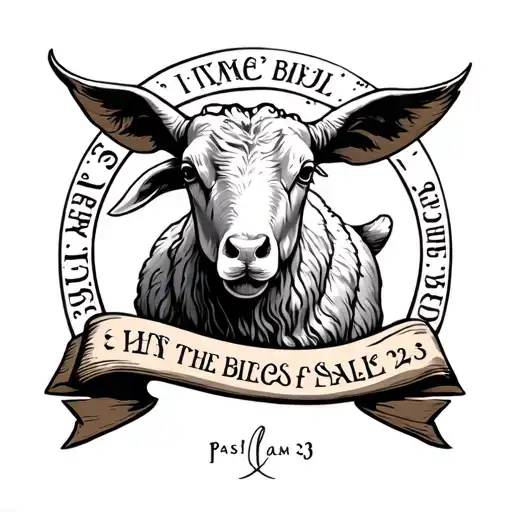 lamb of victory with the Bible quotes psalms 23 tattoo design idea
