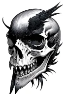 Raven skull poe tattoo design idea