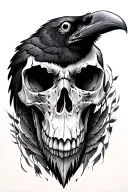 Raven skull poe tattoo design idea