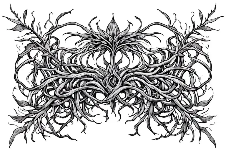 ayahuasca vines intertwining tattoo design idea
