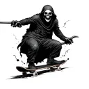 grim reaper skateboarding tattoo design idea