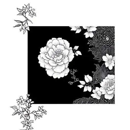 korean themed fine line tattoo design idea