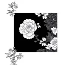 korean themed fine line tattoo design idea