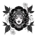 korean themed fine line tattoo design idea