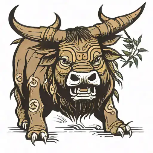 ox with bamboo surronded by bamboo representing vietnam  tattoo design idea