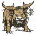 ox with bamboo surronded by bamboo representing vietnam  tattoo design idea