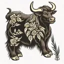 ox with bamboo surronded by bamboo representing vietnam  tattoo design idea