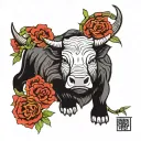 ox with bamboo surronded by bamboo representing vietnam  tattoo design idea