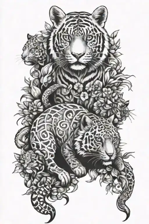 full sleeve with animals tattoo design idea