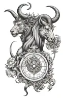 zodiac sign capricorn leo taurus combined together tattoo design idea