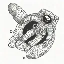 astronaut floating in space tattoo design idea