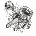 astronaut floating in space tattoo design idea