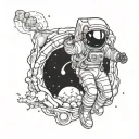 astronaut floating in space tattoo design idea