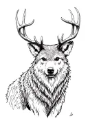 wild animal like bear, wolve or deer in rough sketch style with hatches tattoo design idea