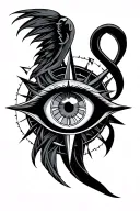 posiedon evil eye and compass tattoo design idea