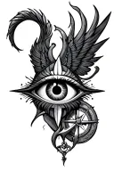 posiedon evil eye and compass tattoo design idea
