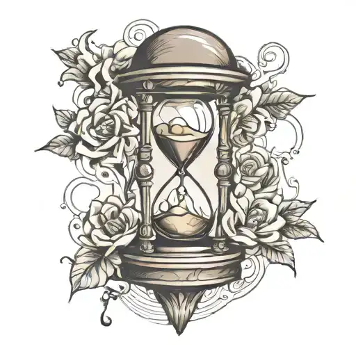 hourglass in hand drawn style tattoo design idea