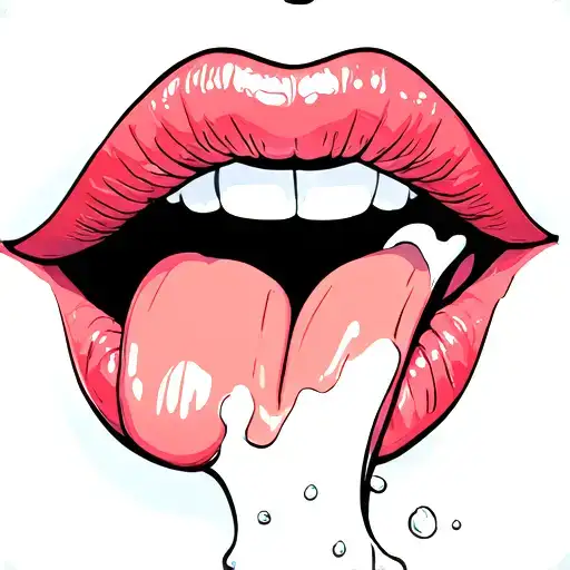 open lips, full of milk, tongue sticking out  tattoo design idea